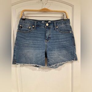 Seven 7 Jean Shorts Distressed Denim Size 4 Blue Weekend Shorts Womens Mid Rise